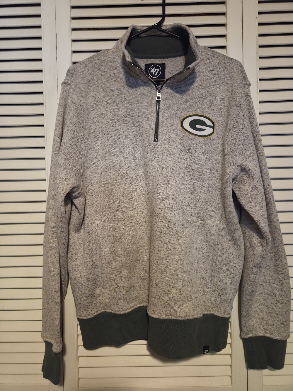 ’47 Green Bay Packers Gray 1/4 Zip Pullover Sweatshirt, Size M NFL